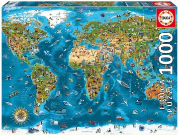Puzzelwereld legpuzzel educa 19022 wonderen van de wereld 1000 stukjes F