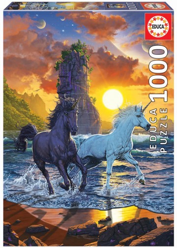 Puzzelwereld legpuzzel educa 19025 eenhoorns aan het strand vincent hie 1000 stukjes F