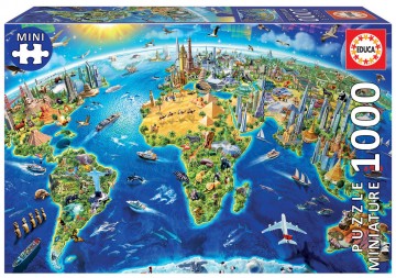 Puzzelwereld legpuzzel educa 19036 symbolen van de wereld 1000 stukjes miniatuur F