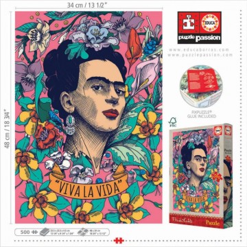 Puzzelwereld legpuzzel educa 19251 viva la vida frida kahlo 500 stukjes o