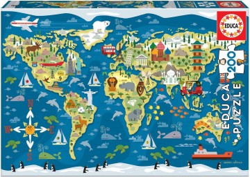 Puzzelwereld legpuzzel educa 19292 mapa mundi 200 stukjes d