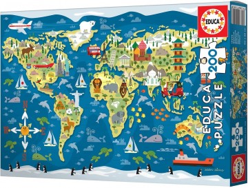 Puzzelwereld legpuzzel educa 19292 mapa mundi 200 stukjes d1