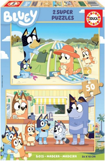 Puzzelwereld legpuzzel educa 19408 bluey 2x50 stukjes f