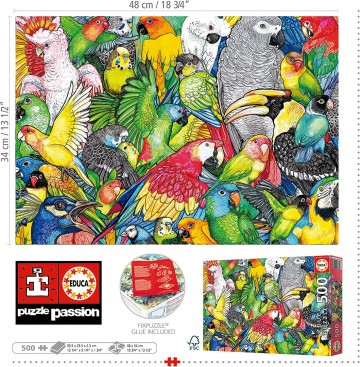 Puzzelwereld legpuzzel educa 19547 papegaaien 500 stukjes o