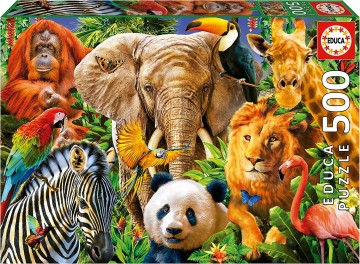 Puzzelwereld legpuzzel educa 19550 collage wilde dieren 500 stukjes d