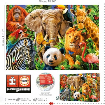 Puzzelwereld legpuzzel educa 19550 collage wilde dieren 500 stukjes o