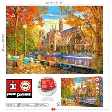 Puzzelwereld legpuzzel educa 19936 herfst bij de notre dame 1000 stukjes d2