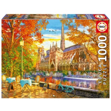 Puzzelwereld legpuzzel educa 19936 herfst bij de notre dame 1000 stukjes f