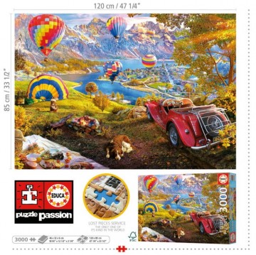 Puzzelwereld legpuzzel educa 19947 vallei van de luchtballonnen 3000 stukjes d