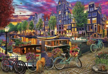 Puzzelwereld legpuzzel educa 20330 fietsen in amsterdam 6000 stukjes p