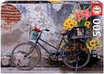 Puzzelwereld legpuzzel educa fiets met bloemen 500 stukjes 17988 f