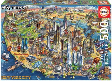 Puzzelwereld legpuzzel educa kaart van new york 500 stukjes 18453 f