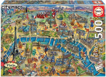 Puzzelwereld legpuzzel educa kaart van parijs 500 stukjes 18452 f