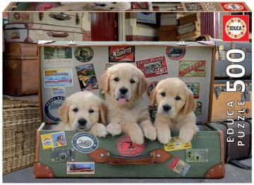 Puzzelwereld legpuzzel educa puppies in de bagage 500 stukjes 17645 f