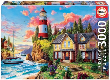 Puzzelwereld legpuzzel educa vuurtoren bij de zee 3000 stukjes 18507 f