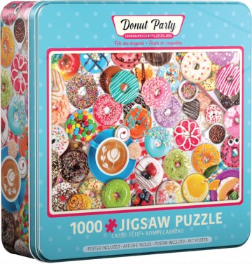 Puzzelwereld legpuzzel eurograpics 5602 donut feestje 1000 stukjes blik