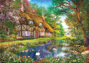 Puzzelwereld legpuzzel falcon de luxe 11350 waterside cottage  1000 stukjes p
