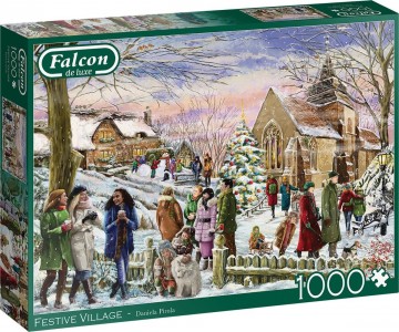 Puzzelwereld legpuzzel falcon de luxe 11352 festive village  1000 stukjes l