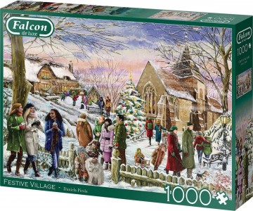 Puzzelwereld legpuzzel falcon de luxe 11352 festive village  1000 stukjes r