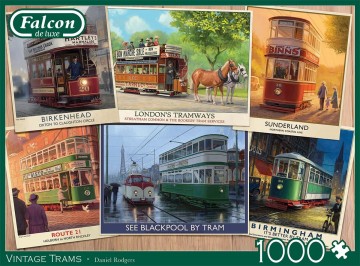 Puzzelwereld legpuzzel falcon de luxe 11367 vintage trams  1000 stukjes f
