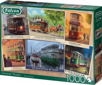 Puzzelwereld legpuzzel falcon de luxe 11367 vintage trams  1000 stukjes r