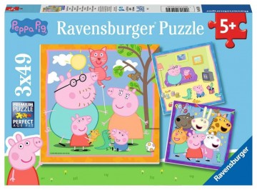Puzzelwereld legpuzzel familie en vrienden van peppa pig ravensburger 55791 3x49 stukjes d