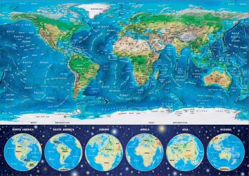Puzzelwereld legpuzzel fluoriserend educa 16760 neon world map 1000 stukjes P