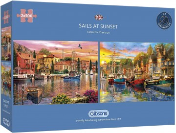 Puzzelwereld legpuzzel gibsons 5054 sails at sunset 2x500 stukjes l