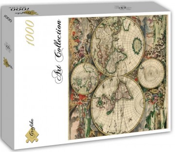 Puzzelwereld legpuzzel grafika 2256 wereldkaart gemaakt in amsterdam in 1689 1000 stukjes d