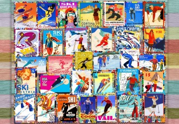 Puzzelwereld legpuzzel grafika 33639 ski stamp posters 1000 stukjes p