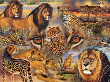 Puzzelwereld legpuzzel janet stever   big cats of the plains sunsout 70934 500 stukjes p
