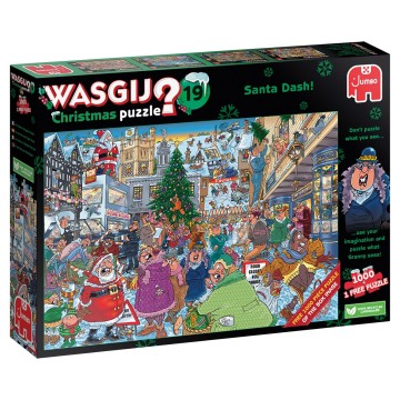 Puzzelwereld legpuzzel jumbo 00021 wasgij christmas 19 santa dash 2x1000 stukjes l