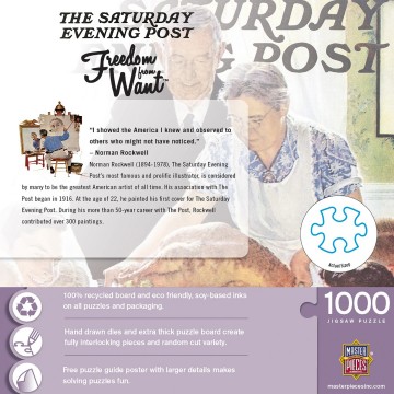 Puzzelwereld legpuzzel master pieces 72067 freedom from want 1000 stukjes a