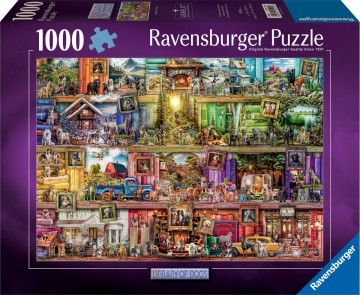 Puzzelwereld legpuzzel ravensburger 12597 the library of dogs  1000 stukjes f