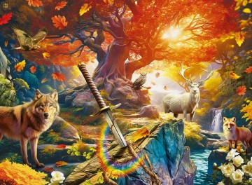 Puzzelwereld legpuzzel ravensburger 13075 het bos van excalibur  500 stukjes p