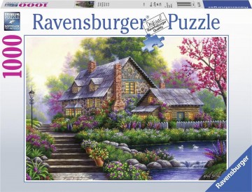 Puzzelwereld legpuzzel ravensburger 151844 romantische cottage 1000 stukjes F