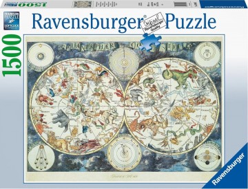 Puzzelwereld legpuzzel ravensburger 160037 wereldkaart met fantasierijke dieren F