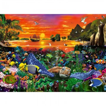 Puzzelwereld legpuzzel ravensburger 165902 schildpad in het rif plat
