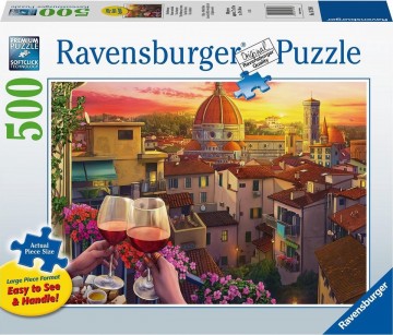 Puzzelwereld legpuzzel ravensburger 167968 wijn drinken op het terras 500 XL stukjes F