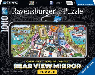 Puzzelwereld legpuzzel ravensburger 175871 comic   rear view mirror politie achtervolging  1000 stukjes f