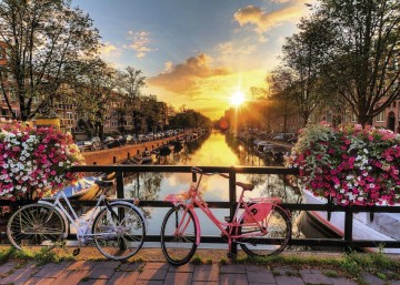 Puzzelwereld legpuzzel ravensburger 196067 fietsen in amsterdam 1000 stukjes P