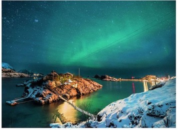 Puzzelwereld legpuzzel ravensburger 8453 noorderlicht bij bergsfjord   500 stukjes p