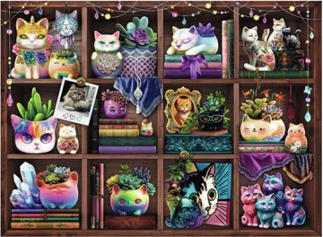 Puzzelwereld legpuzzel ravensburger 8743 cubby cats and succulents  500 stukjes p