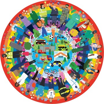 Puzzelwereld legpuzzel rond gibsons 3701 rainbow heros 500 stukjes P
