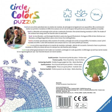 Puzzelwereld legpuzzel ronde puzzel   circle of colors   mandala ravensburger 171682 500 stukjes a
