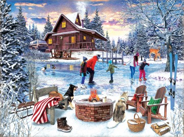 Puzzelwereld legpuzzel sunsout  42242 fireside skaters 1000 stukjes p