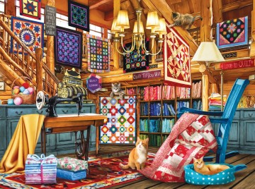 Puzzelwereld legpuzzel sunsout 28594 the quilt lodge 1000 stukjes p