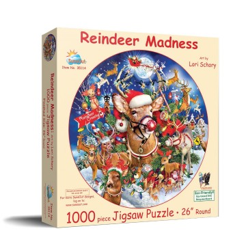 Puzzelwereld legpuzzel sunsout 35114 reindeer madness 1000 stukjes l