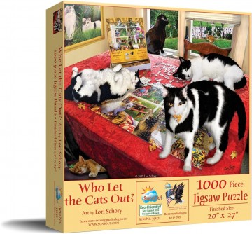 Puzzelwereld legpuzzel sunsout 35151 who let the cats out 1000 stukjes l