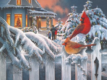 Puzzelwereld legpuzzel sunsout 36620 cardinals at home for christmas 1000 stukjes p